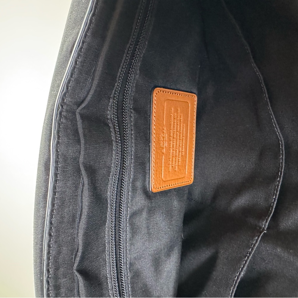 Coach Brown Leather Messenger Bag with Striped Strap - Picture 5 of 7